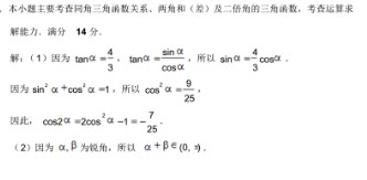 已知α,β為銳角,tanα=4/3,cos（α+β）=-√5/5(1)求cos2α的值 (2)求tan(a-β)的值