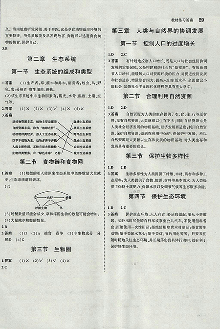 2018義務(wù)教育教科書(shū)課本冀少版生物學(xué)八年級(jí)下冊(cè)參考答案