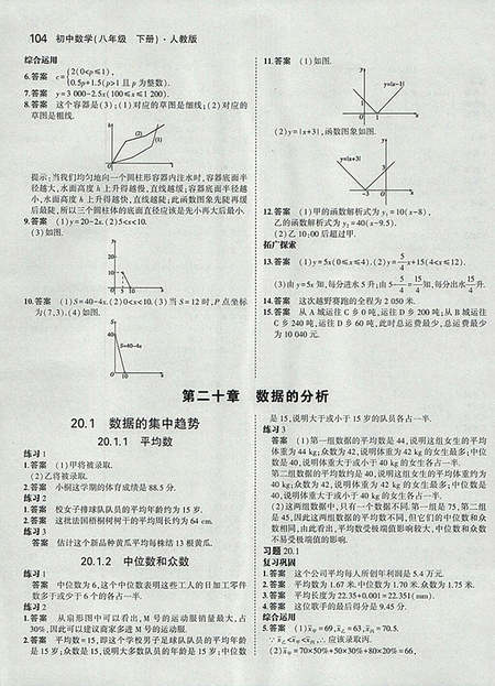 2018義務(wù)教育教科書最新修訂版人教版八年級數(shù)學下冊參考答案