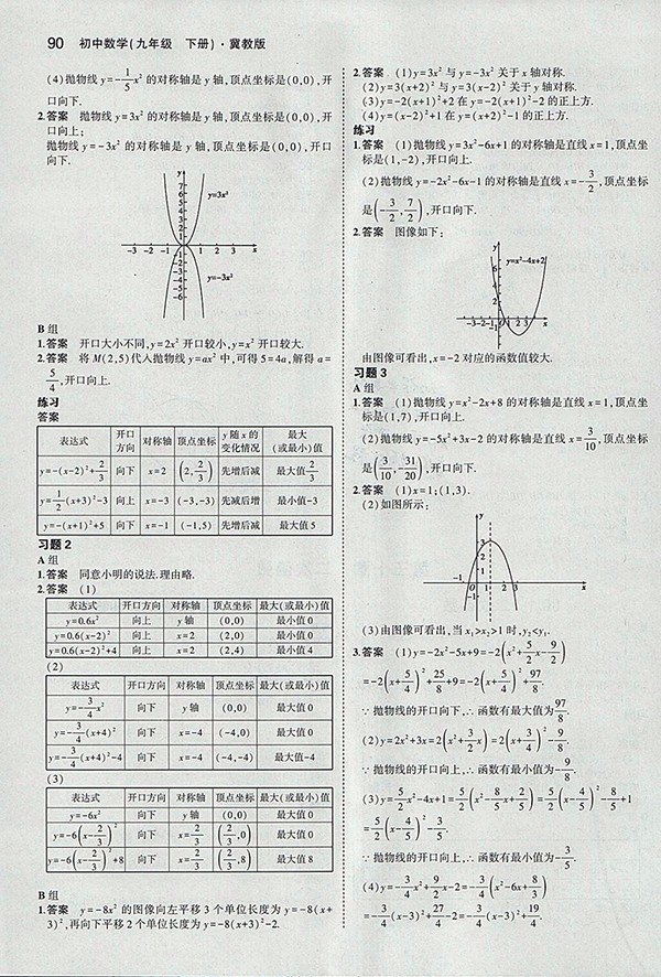 最新義務(wù)教育教科書冀教版數(shù)學(xué)九年級下冊參考答案