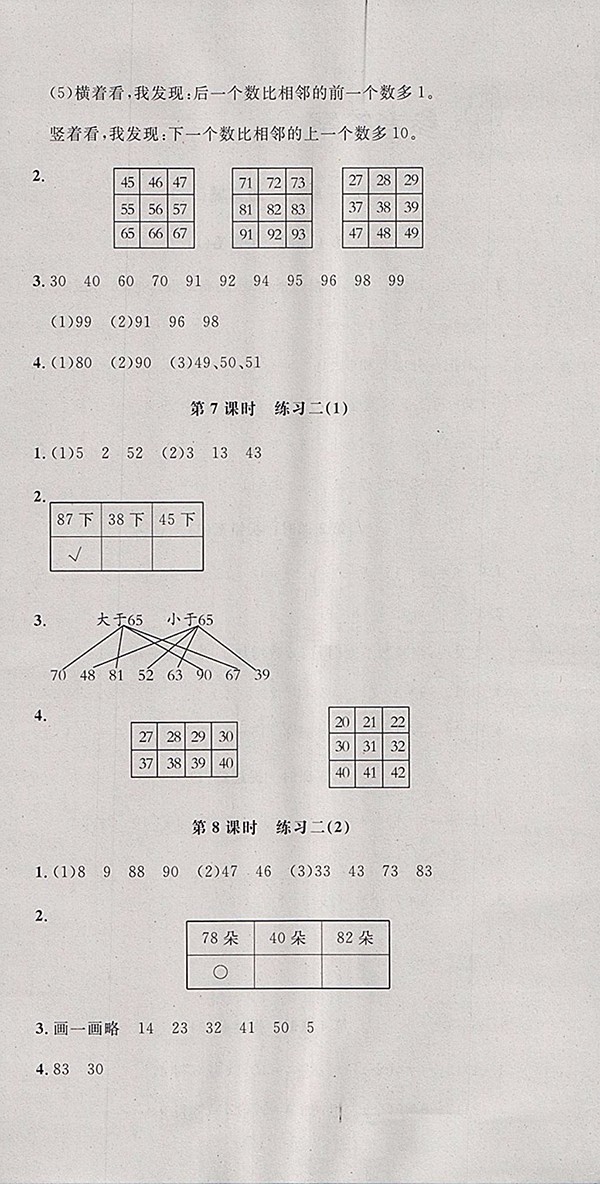 2018北師大版非常1加1一課一練數(shù)學一年級下冊參考答案