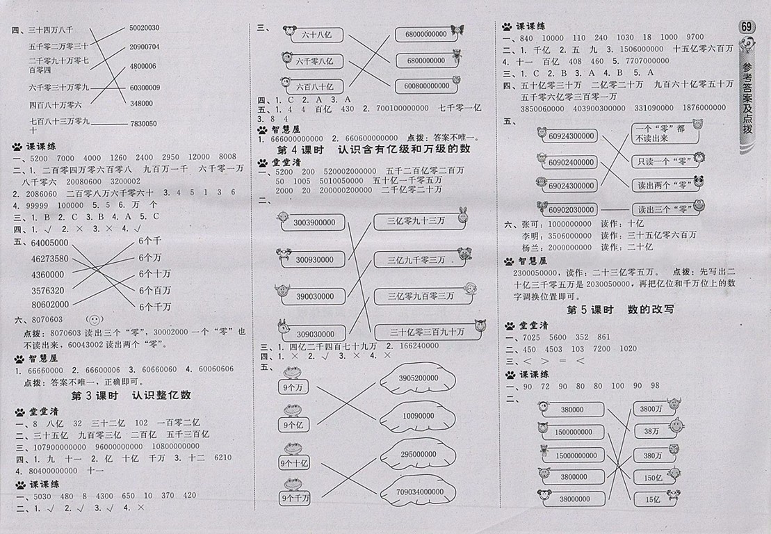 2018蘇教版綜合應用創(chuàng)新題典中點數(shù)學四年級下冊參考答案