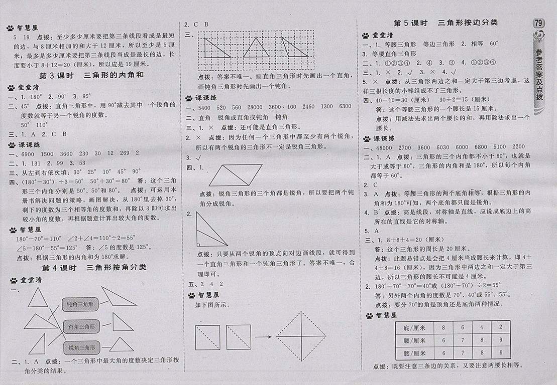 2018蘇教版綜合應用創(chuàng)新題典中點數(shù)學四年級下冊參考答案