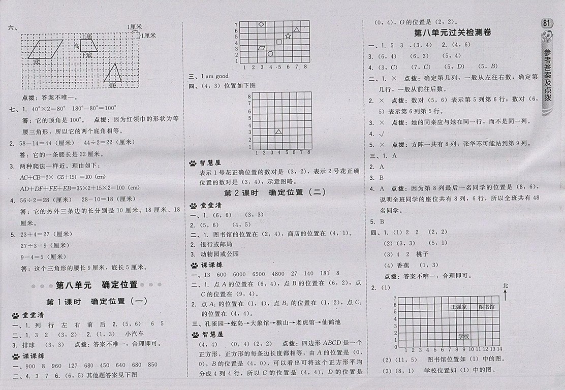 2018蘇教版綜合應用創(chuàng)新題典中點數(shù)學四年級下冊參考答案