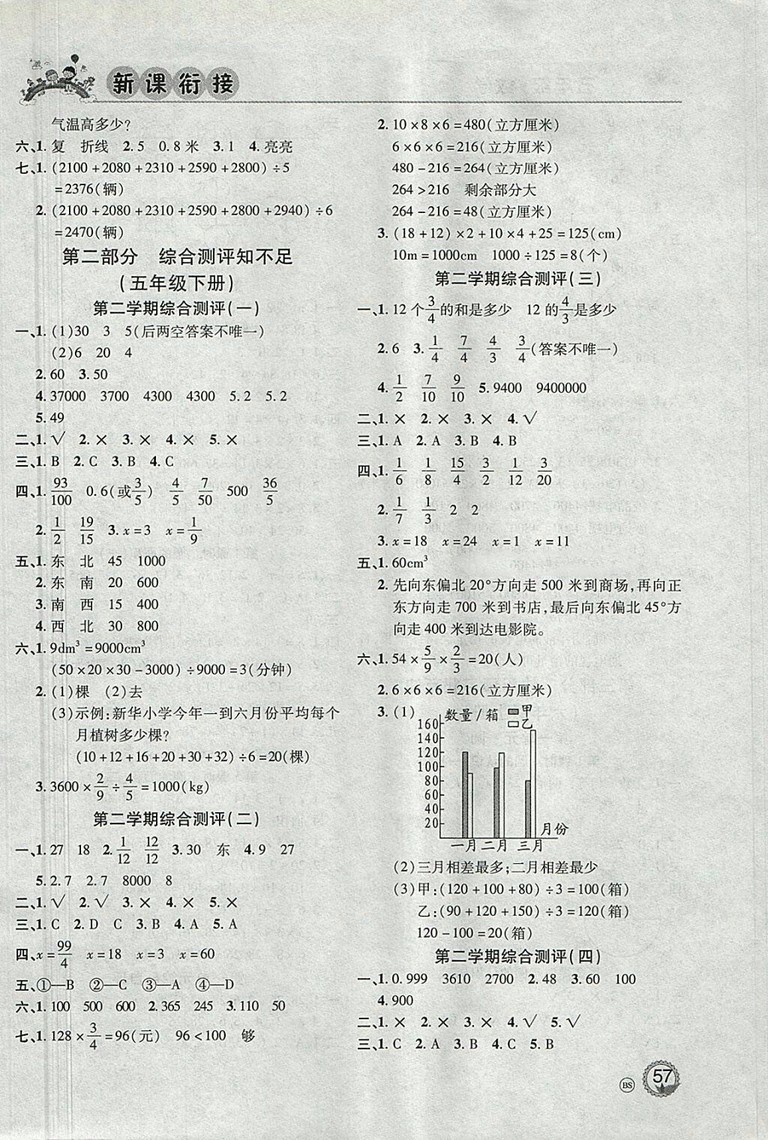 2018年北京聯合出版公司假期天天樂暑假五年級數學參考答案