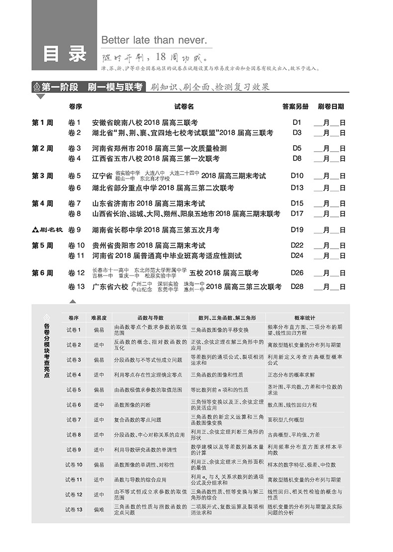 2019新課標全國卷高考必刷卷42套理科數(shù)學參考答案