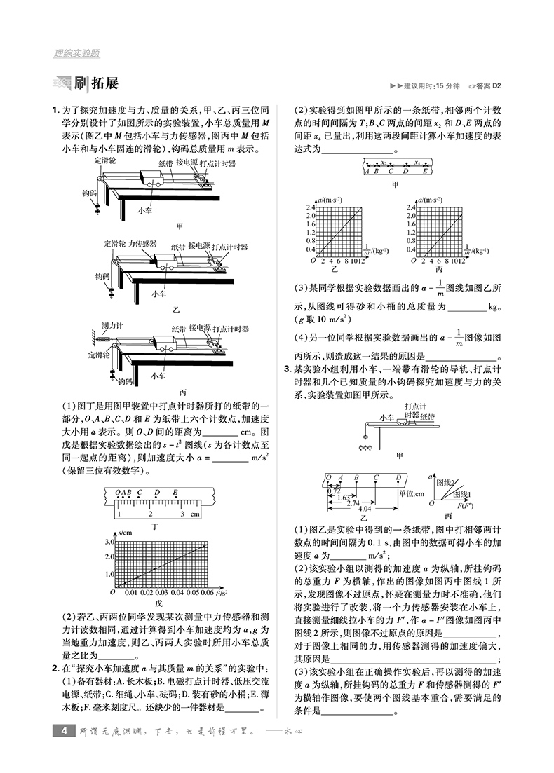 2019高考必刷題分題型強(qiáng)化理綜實(shí)驗(yàn)題參考答案