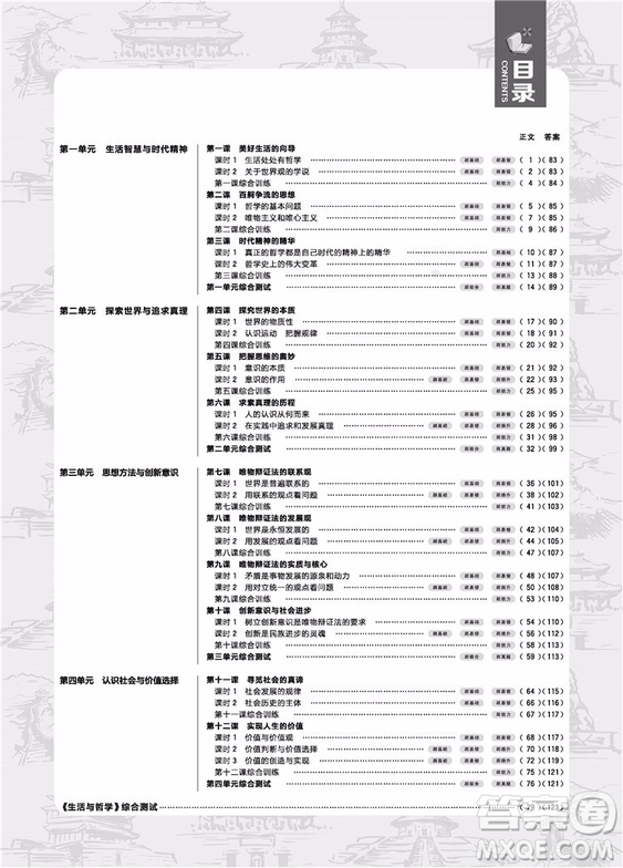 2019人教版新版高中必刷題政治必修4參考答案