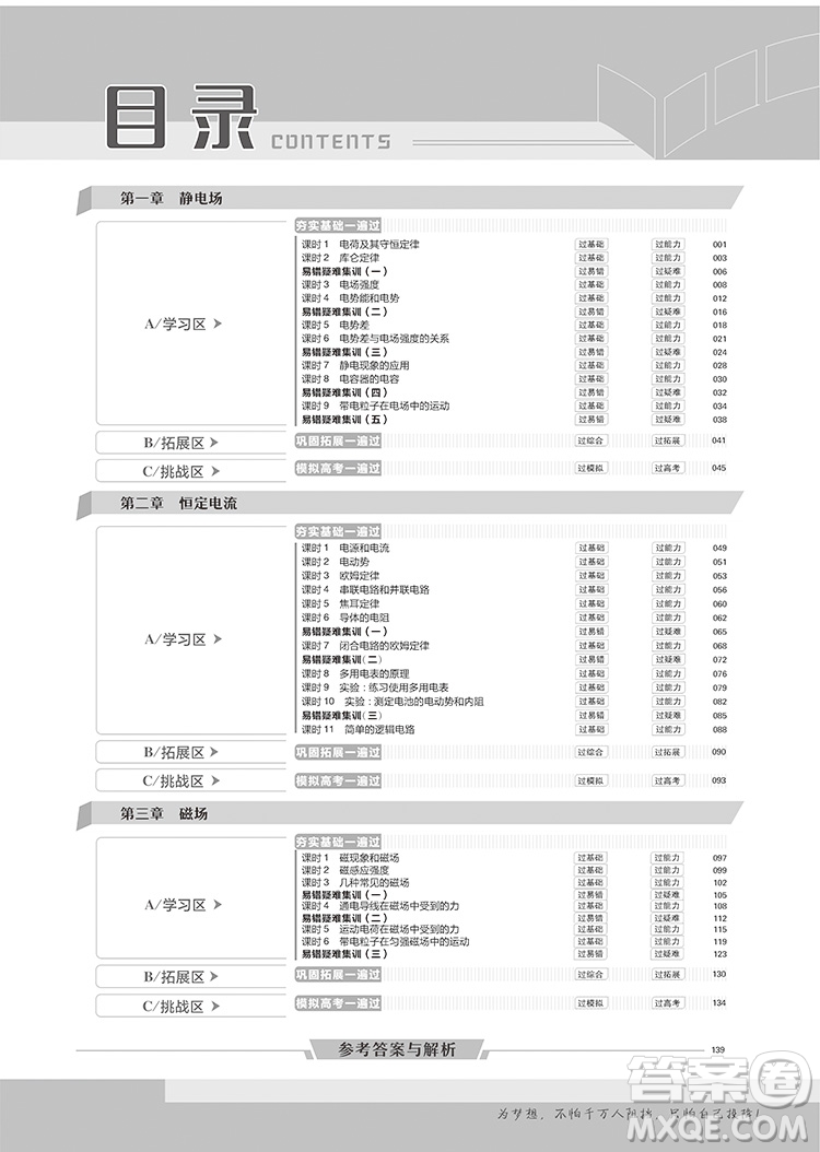 2019人教版一遍過(guò)高中物理選修3-1參考答案