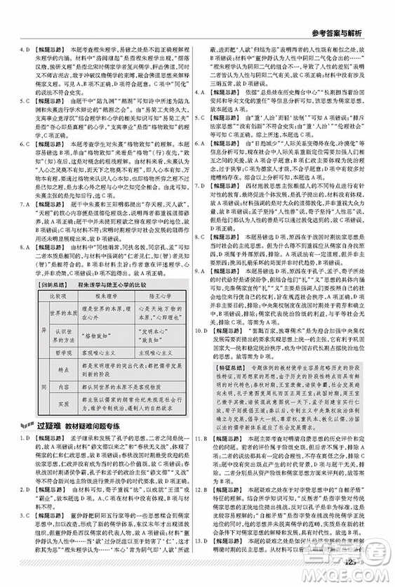 2019人教版一遍過(guò)高中歷史必修3參考答案