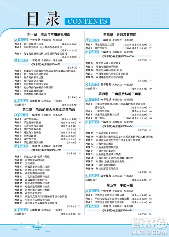 2019一遍過高考總復(fù)習(xí)文科數(shù)學(xué)參考答案