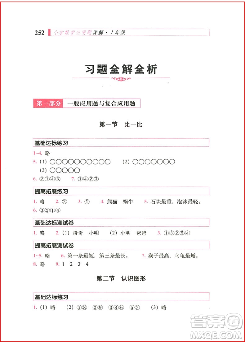 2018年小學(xué)數(shù)學(xué)應(yīng)用題詳解一年級(jí)全一冊(cè)參考答案