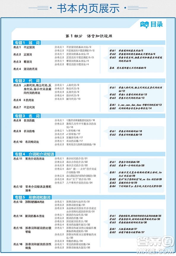 2019新版A版高考英語600分考點(diǎn)700分考法參考答案