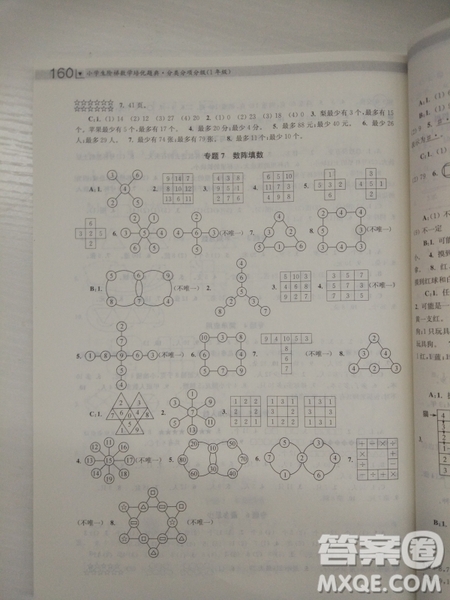 小學(xué)生階梯數(shù)學(xué)培優(yōu)題典分類分項分級1年級參考答案