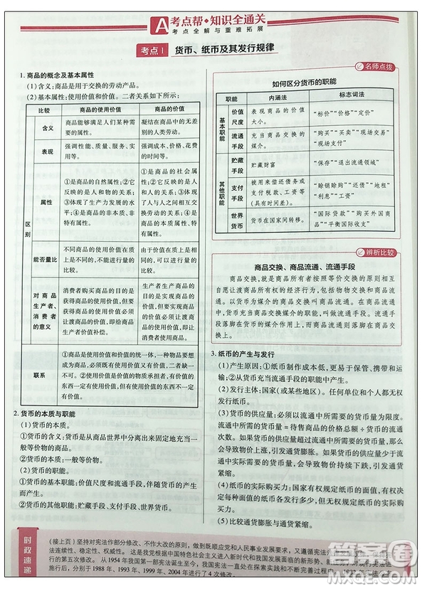 2019新版高考幫高中政治參考答案