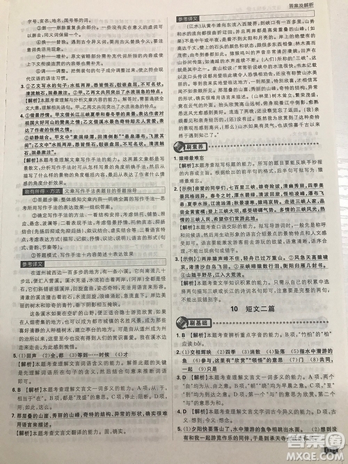 2019理想樹67初中自主學(xué)習(xí)初中必刷題八年級語文上冊參考答案最新