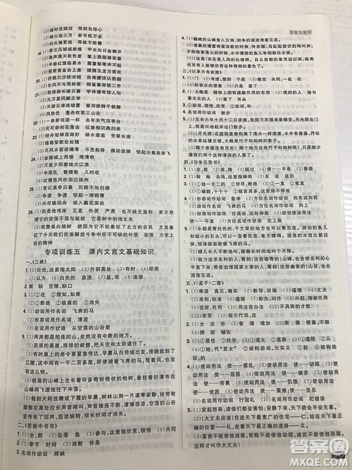 2019理想樹67初中自主學(xué)習(xí)初中必刷題八年級語文上冊參考答案最新