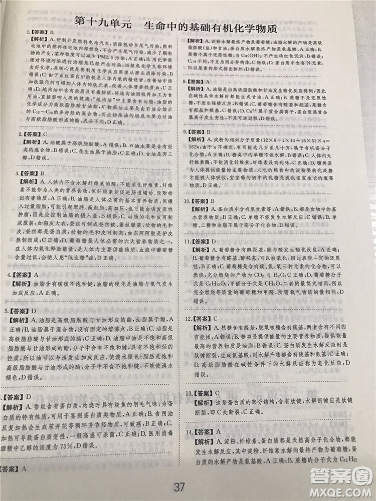 2019年愛學(xué)習(xí)高考化學(xué)刷題狗參考答案