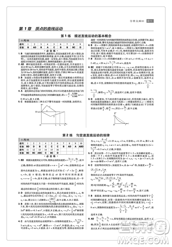 理想樹(shù)67高考2019新版高考小題練透物理答案