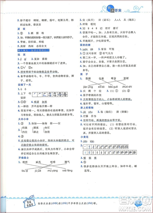 2018年崔巒教閱讀訓練80篇一年級注音版參考答案