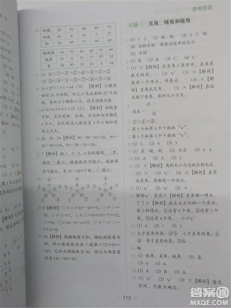 2018年人教通用版小學數(shù)學必做題二年級參考答案