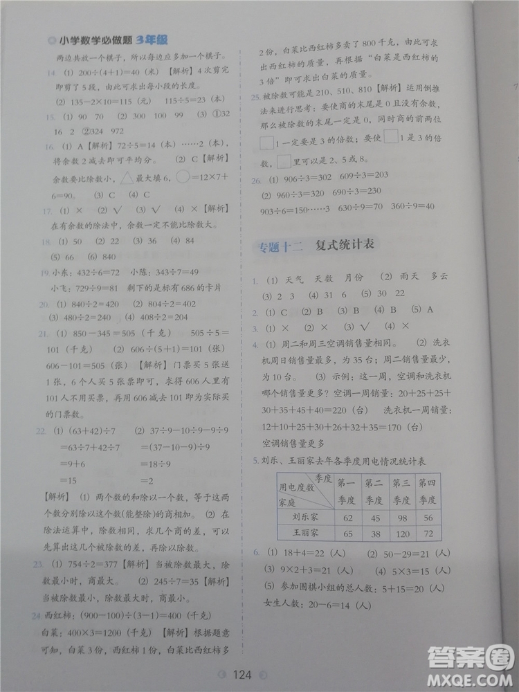 2018年欣鷹圖書小學數學必做題三年級參考答案