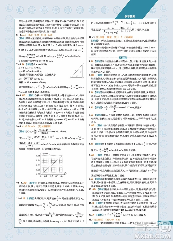 楊文彬主編教材劃重點(diǎn)高中物理必修1JK教科版參考答案