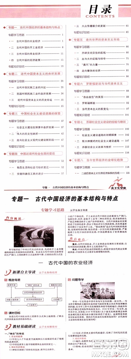 尖子生學案高中歷史必修2最新2019參考答案