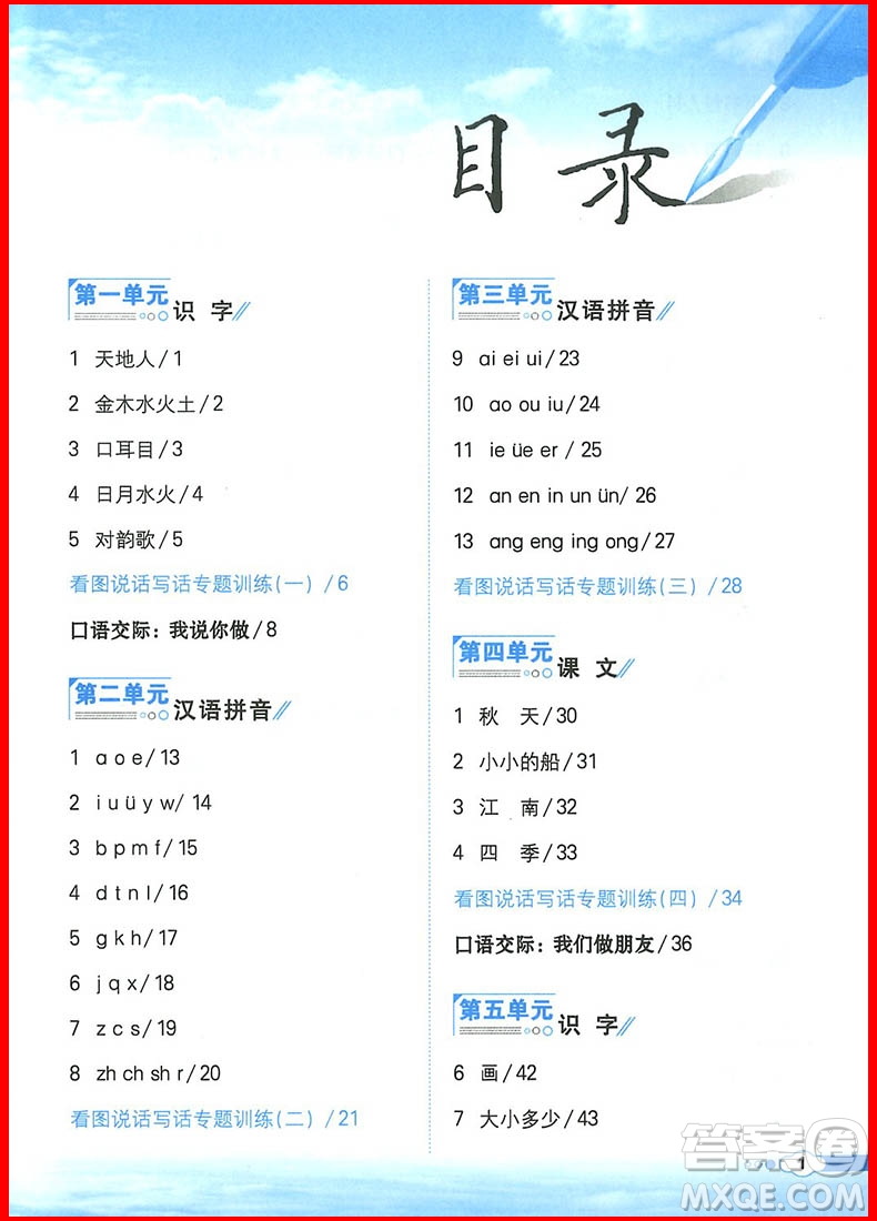 2018年人教部編版小學(xué)教材同步作文全解說話寫話 一年級(jí)上冊(cè)參考答案