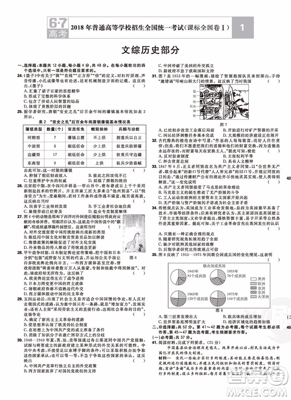 高考必刷卷十年真題2019歷史參考答案