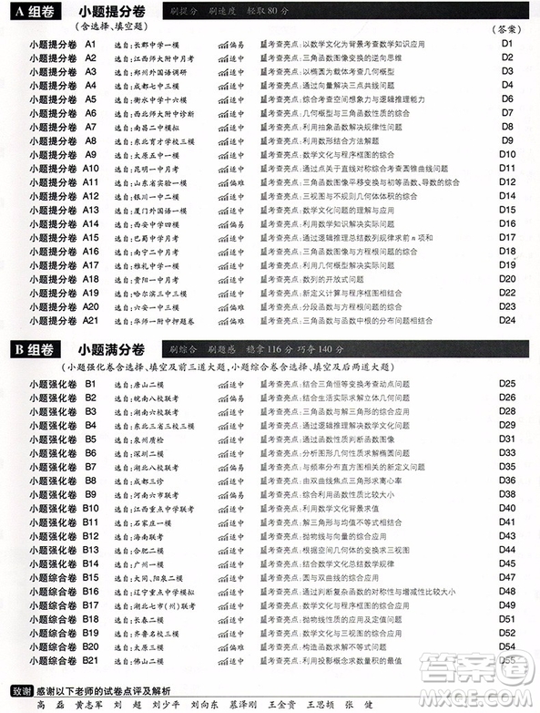 高考必刷卷題型小卷21套2019文科數(shù)學參考答案