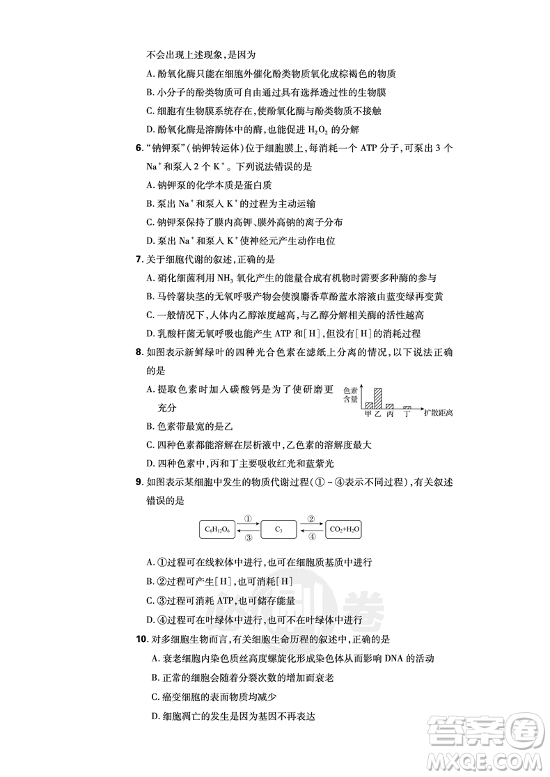 理想樹(shù)高考必刷卷小卷21套生物2018參考答案