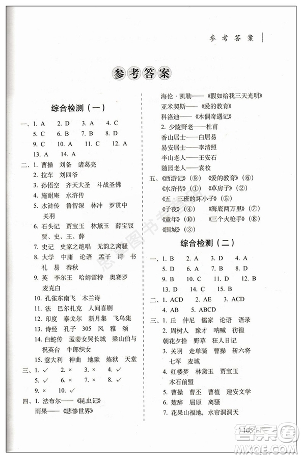 2019版小學(xué)畢業(yè)升學(xué)奪冠名著知識(shí)文學(xué)常識(shí)考點(diǎn)大集結(jié)參開答案