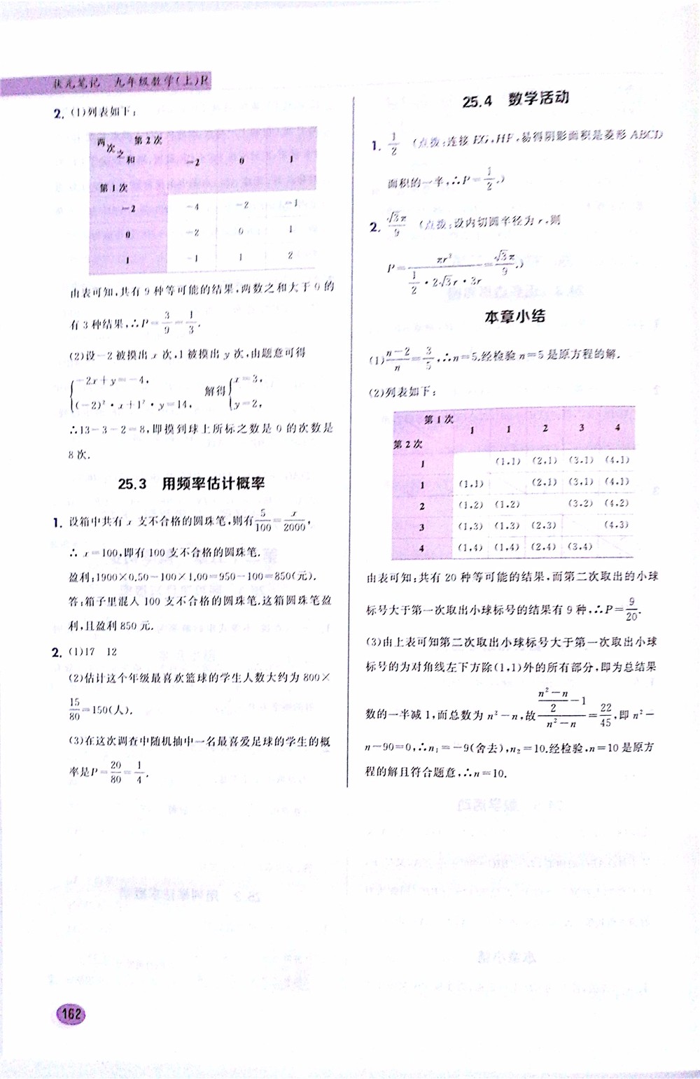 2019版九年級數(shù)學上冊龍門書局狀元筆記參考答案