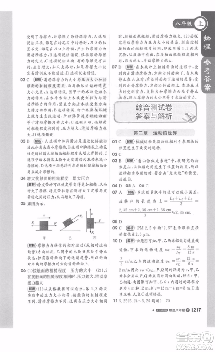 1加1輕巧奪冠課堂直播八年級(jí)物理上冊(cè)2018滬科版參考答案