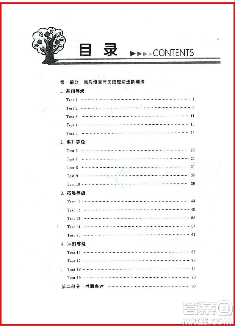 2018年閱讀理解書面表達與完形填空進階訓(xùn)練3合1七年級參考答案