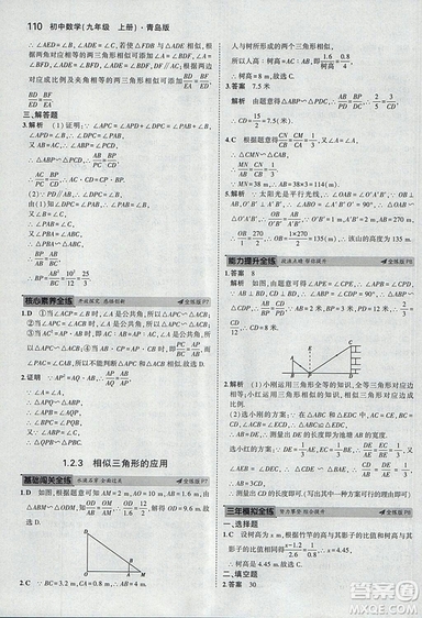 5年中考3年模擬2019版初中數(shù)學(xué)九年級(jí)上冊(cè)青島版參考答案