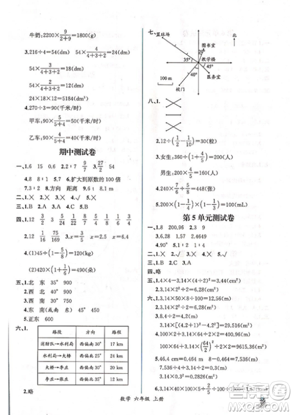 2018人教版課時練六年級上冊數(shù)學(xué)同步導(dǎo)學(xué)案答案