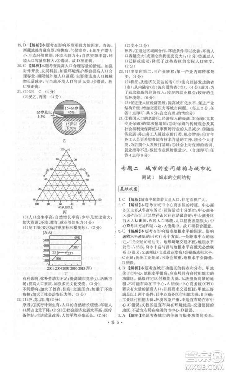 2018年對(duì)接高考單元專(zhuān)題測(cè)試卷地理必修2中圖版參考答案