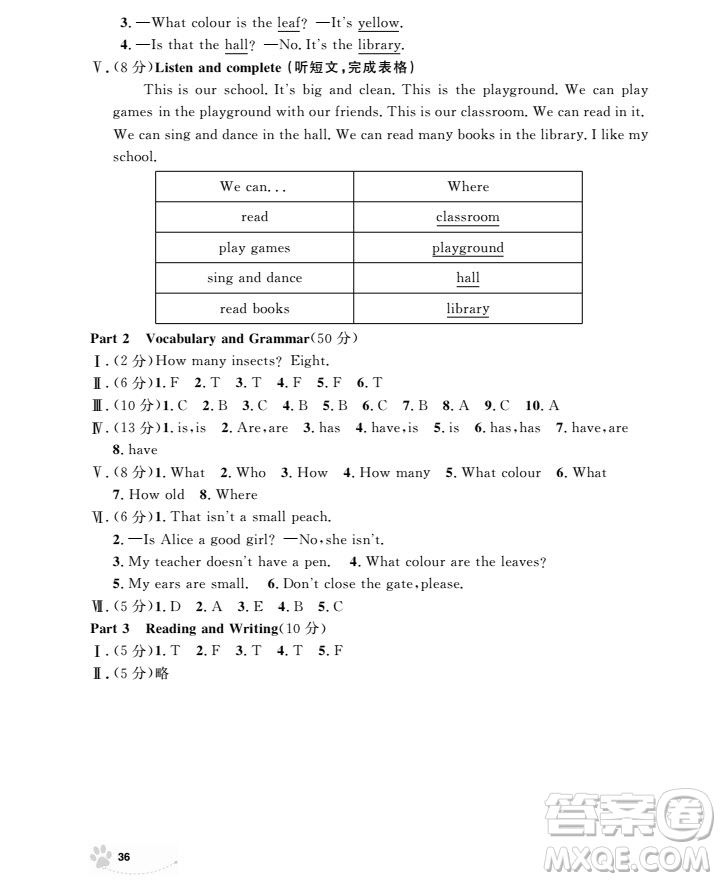 2018年上海作業(yè)英語N版全新修訂版三年級上冊參考答案