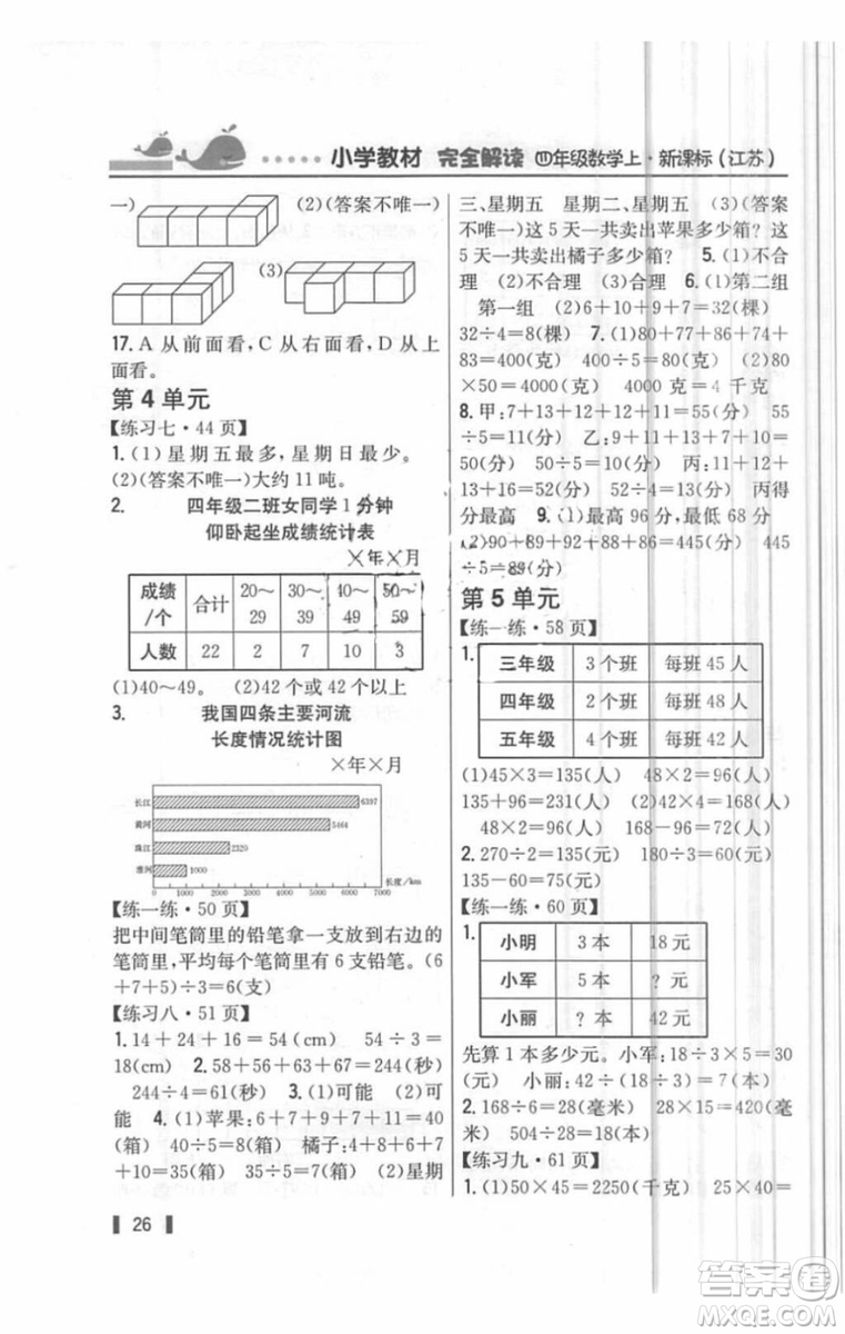 2018年教材課本四年級(jí)數(shù)學(xué)上冊(cè)蘇教版答案