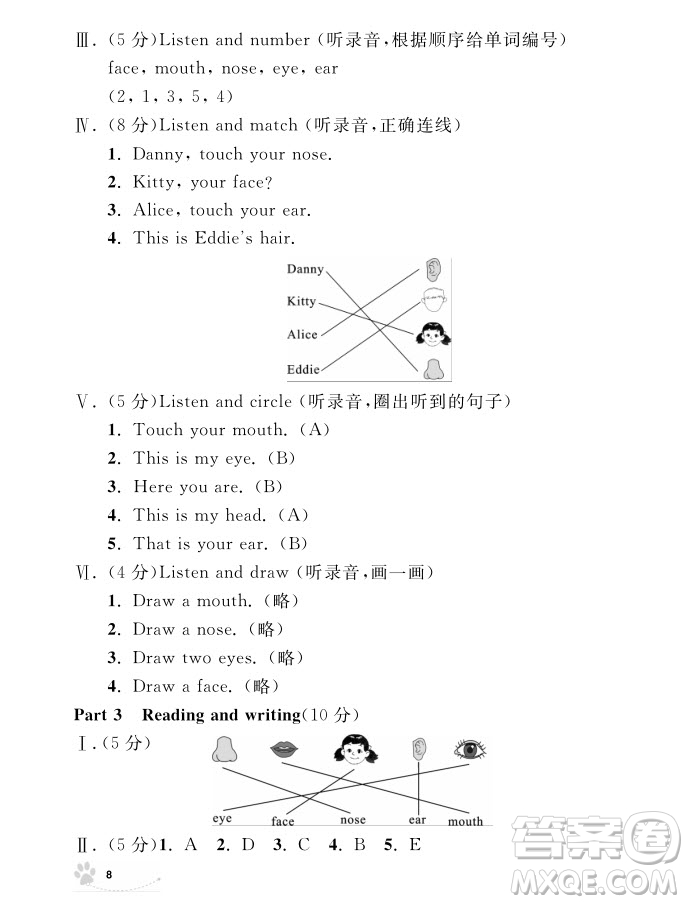 2018年鐘書金牌上海作業(yè)英語N版1年級(jí)上參考答案