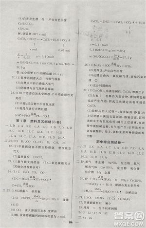 2018版金牌教練九年級化學上冊參考答案