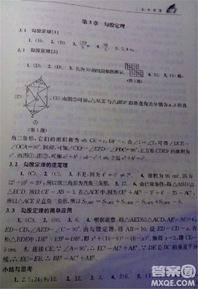 2018秋數(shù)學(xué)補(bǔ)充習(xí)題八年級上冊蘇科版參考答案