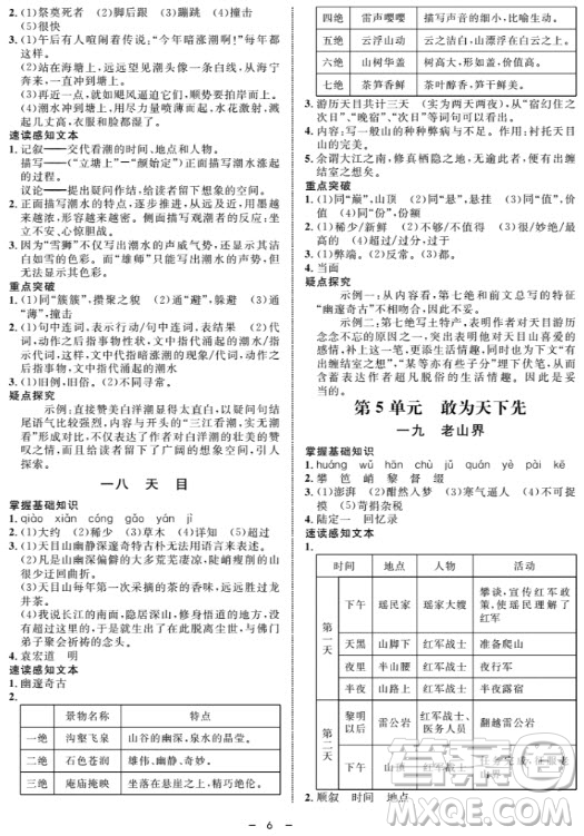 鐘書金牌金典導(dǎo)學(xué)案語文七年級第一學(xué)期2018參考答案