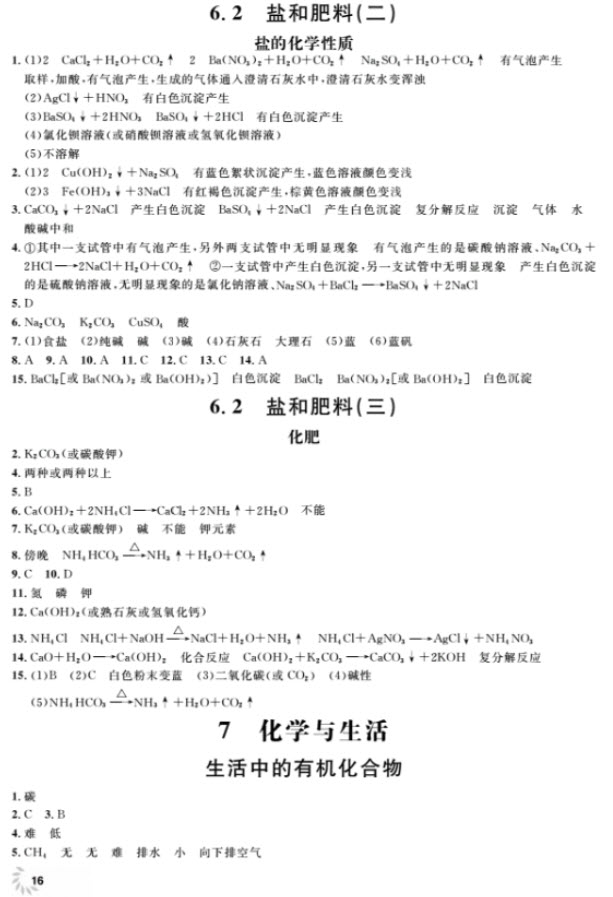 2018全新修訂版鐘書金牌上海作業(yè)九年級上化學參考答案