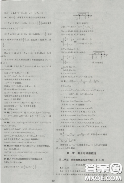 2018新課標(biāo)單元測試卷高中數(shù)學(xué)必修1人教版參考答案