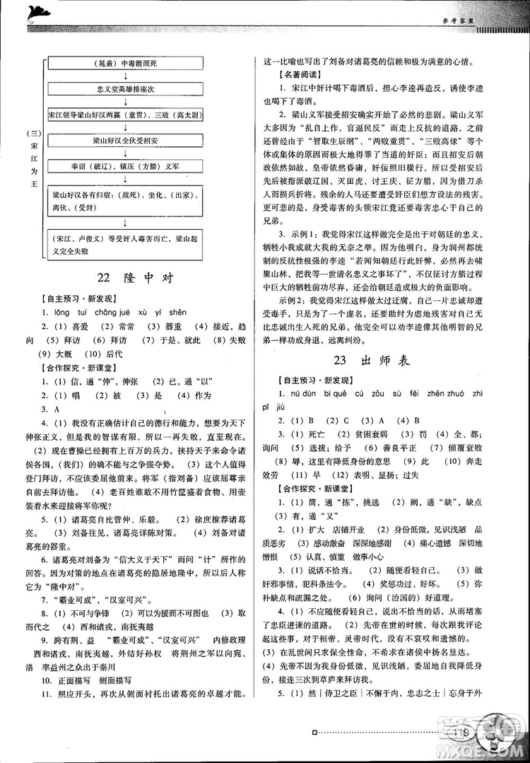 2018金牌學(xué)案南方新課堂九年級(jí)語文上冊(cè)人教版參考答案