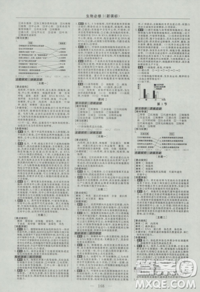 2019人教版優(yōu)化方案高中生物必修1參考答案