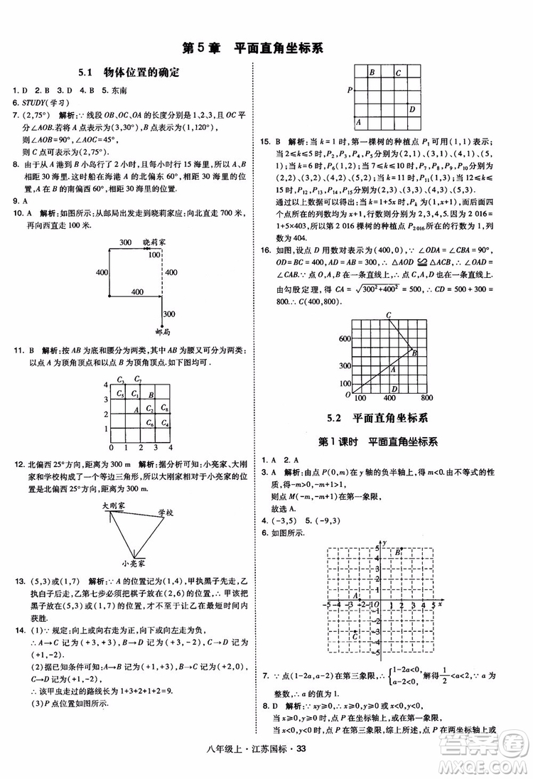 2018秋學(xué)霸題中題數(shù)學(xué)八年級(jí)上冊(cè)蘇科版江蘇國(guó)標(biāo)參考答案